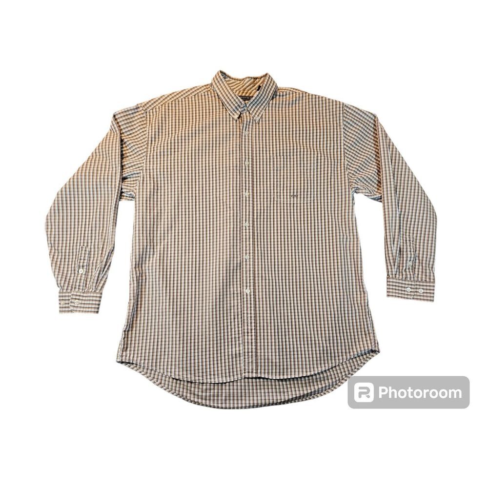 Roper Mens LS Plaid Shirt Size‎ 2XL Brown Western Rodeo Cowboy Button Down